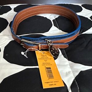 Tory Burch Brown and Blue Dog Collar